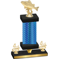 Premium Single Blue Carbon Fiber Fourth Place Fishing Trophy