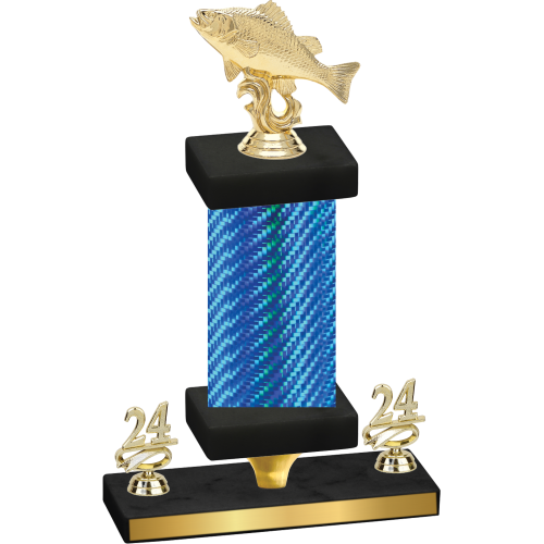 Premium Single Blue Carbon Fiber Year Fishing Trophy