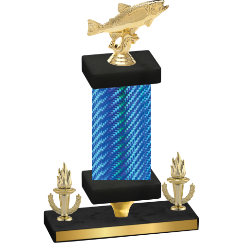 Premium Single Blue Carbon Fiber Victory Fishing Trophy