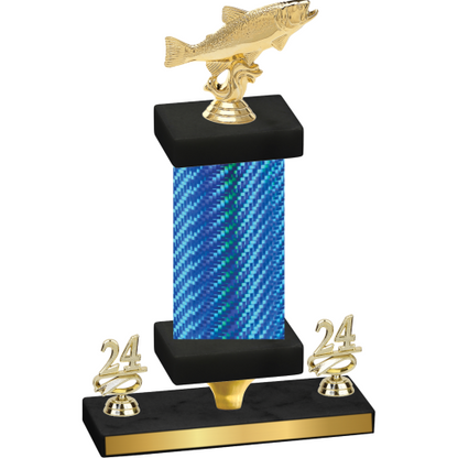 Premium Single Blue Carbon Fiber Year Fishing Trophy