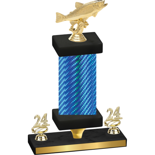 Premium Single Blue Carbon Fiber Year Fishing Trophy