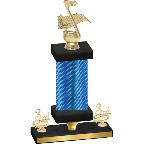 Premium Single Blue Carbon Fiber Third Place Music Trophy