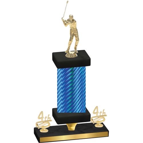 Premium Single Blue Carbon Fiber Fourth Place Golf Trophy