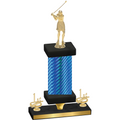 Premium Single Blue Carbon Fiber First Place Golf Trophy