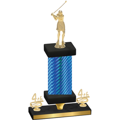 Premium Single Blue Carbon Fiber Fourth Place Golf Trophy
