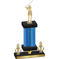 Premium Single Blue Carbon Fiber Victory Golf Trophy