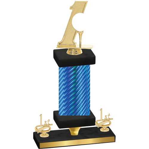 Premium Single Blue Carbon Fiber First Place Golf Trophy