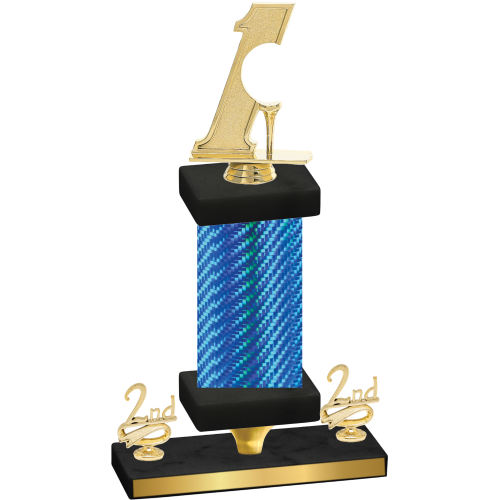 Premium Single Blue Carbon Fiber Second Place Golf Trophy