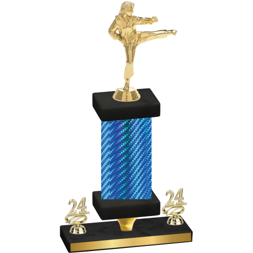 Premium Single Blue Carbon Fiber Year Karate Trophy