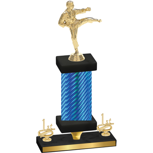 Premium Single Blue Carbon Fiber First Place Karate Trophy