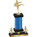 Premium Single Blue Carbon Fiber Victory Karate Trophy