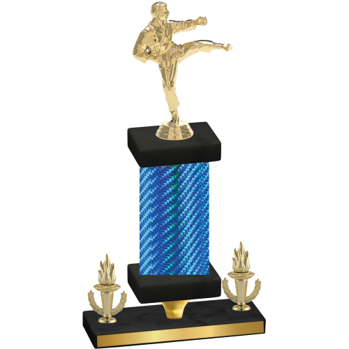 Premium Single Blue Carbon Fiber Victory Karate Trophy