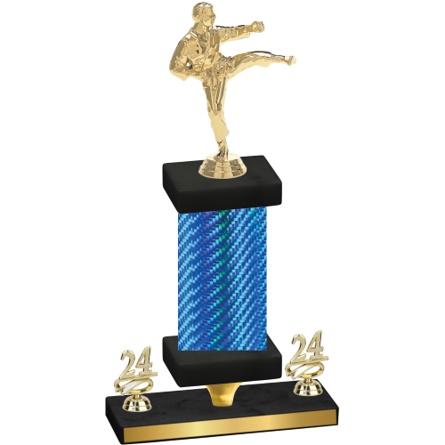 Premium Single Blue Carbon Fiber Year Karate Trophy