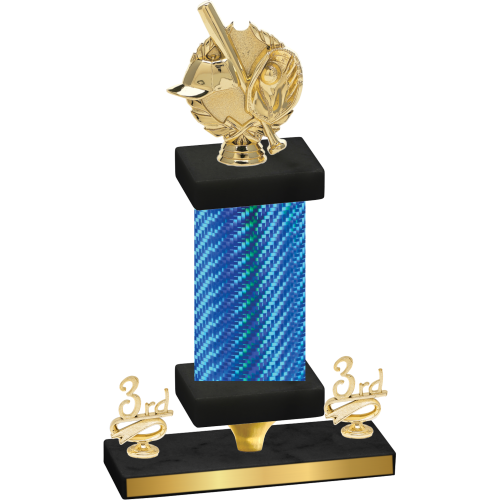 Premium Single Blue Carbon Fiber Third Place Baseball Trophy