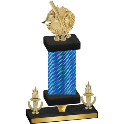 Premium Single Blue Carbon Fiber Victory Baseball Trophy