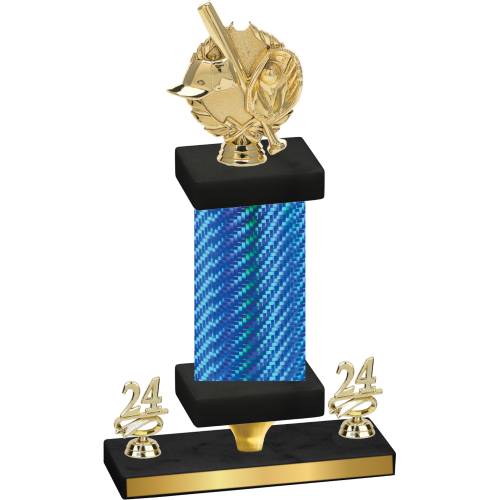 Premium Single Blue Carbon Fiber Year Baseball Trophy