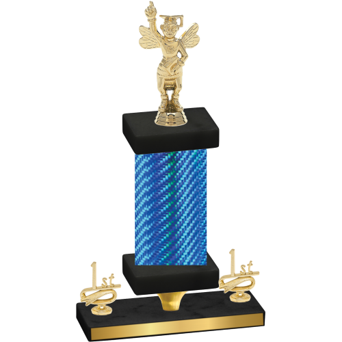 Premium Single Blue Carbon Fiber First Place Academics Trophy