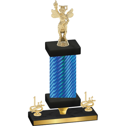Premium Single Blue Carbon Fiber First Place Academics Trophy