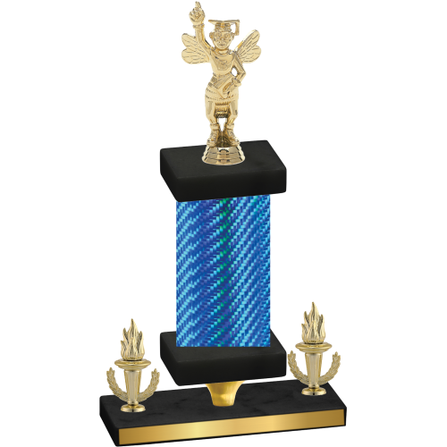 Premium Single Blue Carbon Fiber Victory Academics Trophy