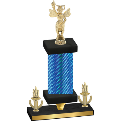 Premium Single Blue Carbon Fiber Victory Academics Trophy