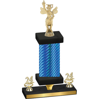 Premium Single Blue Carbon Fiber Year Academics Trophy