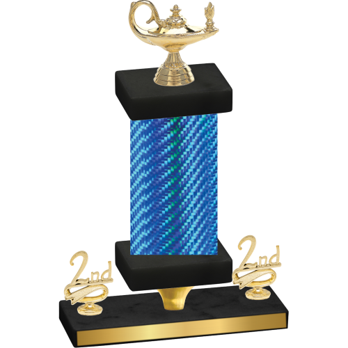 Premium Single Blue Carbon Fiber Second Place Academics Trophy