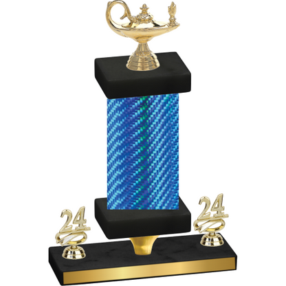 Premium Single Blue Carbon Fiber Year Academics Trophy