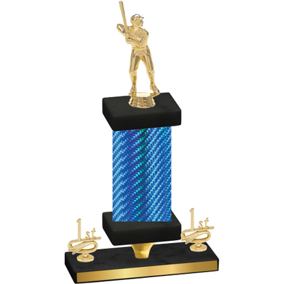 Premium Single Blue Carbon Fiber First Place Baseball Trophy