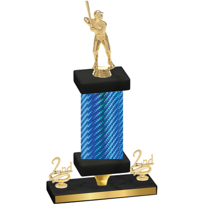 Premium Single Blue Carbon Fiber Second Place Baseball Trophy