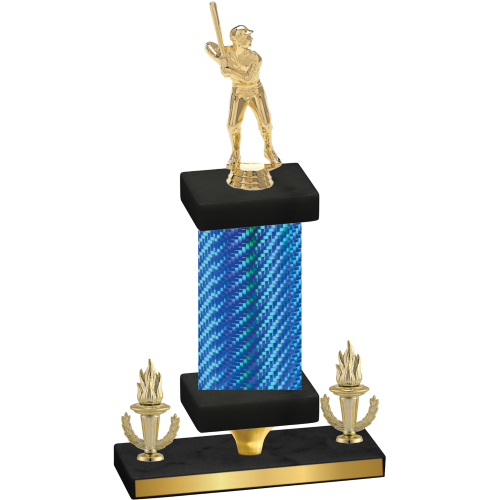 Premium Single Blue Carbon Fiber Victory Baseball Trophy