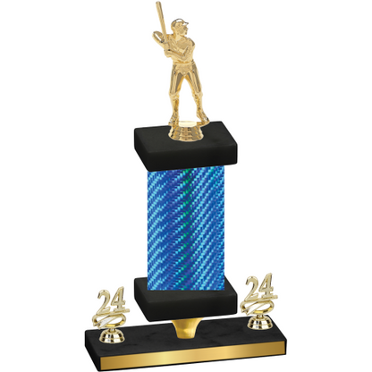 Premium Single Blue Carbon Fiber Year Baseball Trophy