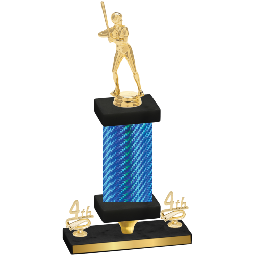 Premium Single Blue Carbon Fiber Fourth Place Softball Trophy