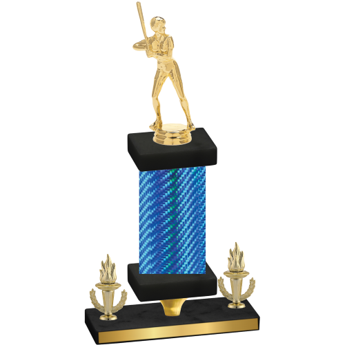 Premium Single Blue Carbon Fiber Victory Softball Trophy
