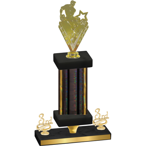 Premium Single Black Glacier Third Place Rugby Trophy