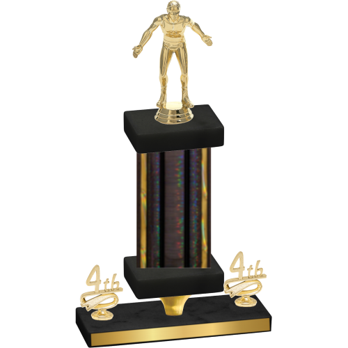 Premium Single Black Glacier Fourth Place Wrestling Trophy