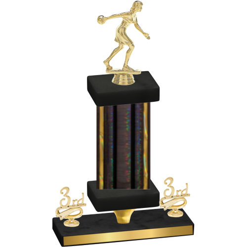 Premium Single Black Glacier Third Place Bowling Trophy