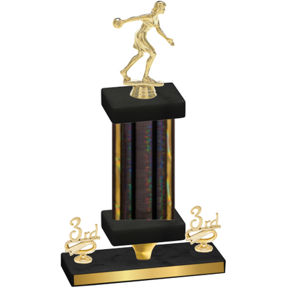 Premium Single Black Glacier Third Place Bowling Trophy