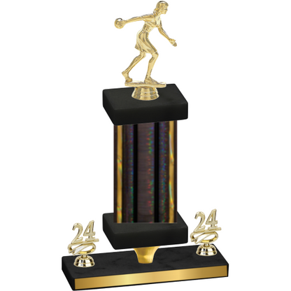 Premium Single Black Glacier Year Bowling Trophy
