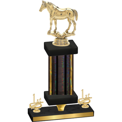 Premium Single Black Glacier First Place Horses Trophy