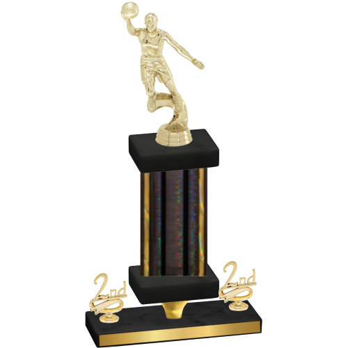 Premium Single Black Glacier Second Place Basketball Trophy