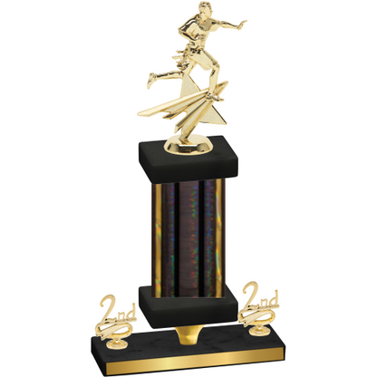 Premium Single Black Glacier Second Place Flag Football Trophy