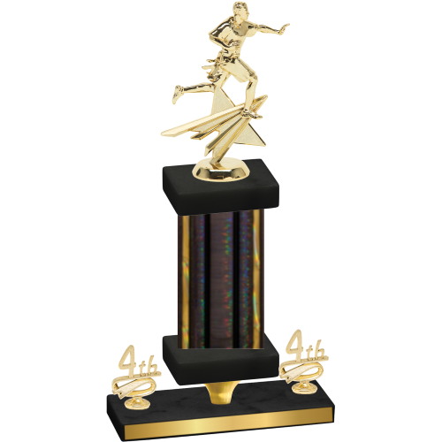 Premium Single Black Glacier Fourth Place Flag Football Trophy