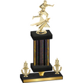 Premium Single Black Glacier Victory Flag Football Trophy