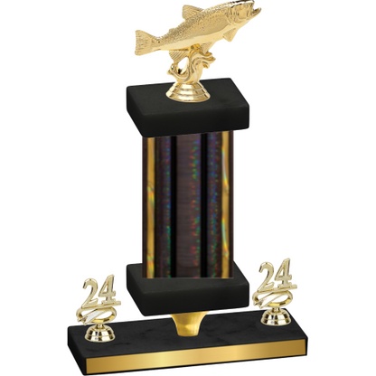 Premium Single Black Glacier Year Fishing Trophy