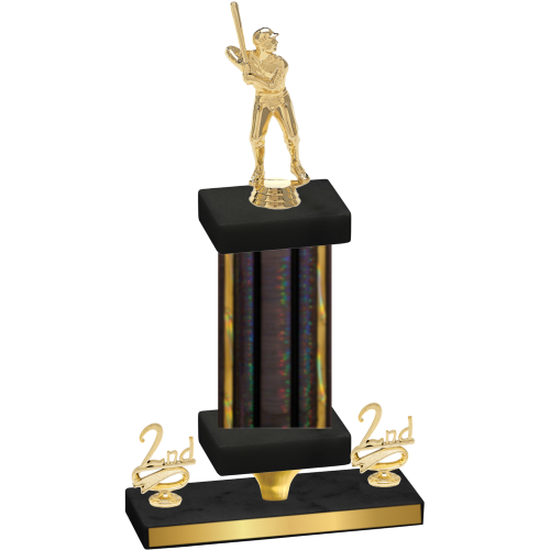 Premium Single Black Glacier Second Place Baseball Trophy