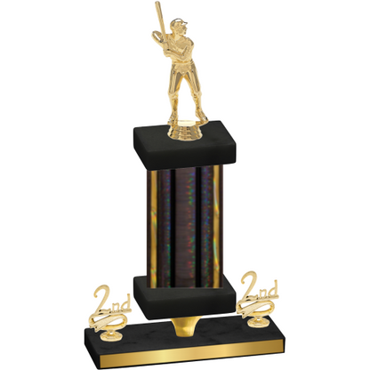 Premium Single Black Glacier Second Place Baseball Trophy