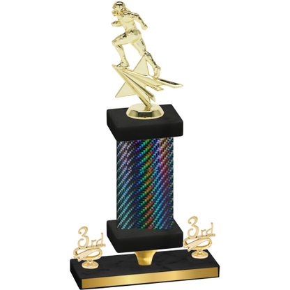 Premium Single Black Carbon Fiber Third Place Football Trophy