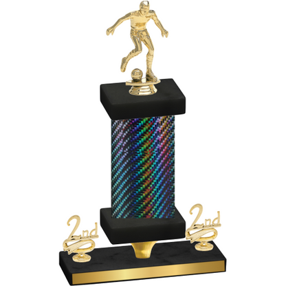Premium Single Black Carbon Fiber Second Place Soccer Trophy