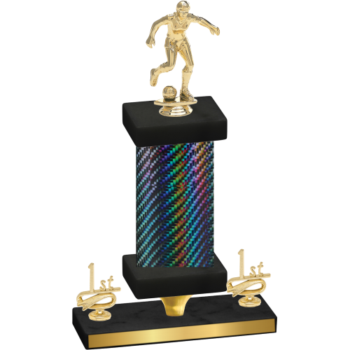 Premium Single Black Carbon Fiber First Place Soccer Trophy