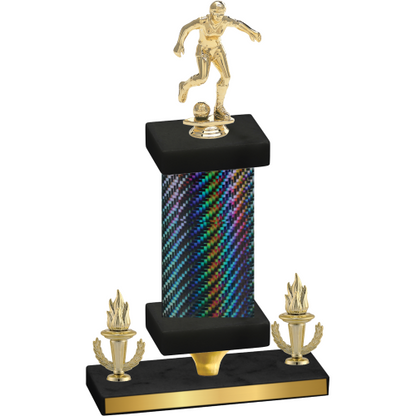 Premium Single Black Carbon Fiber Victory Soccer Trophy
